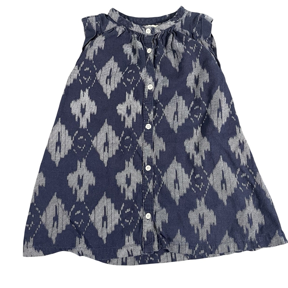 Old Navy Toddler Girls‎ Dress Size 5T Linen Blend Blue Full Button Sleeveless